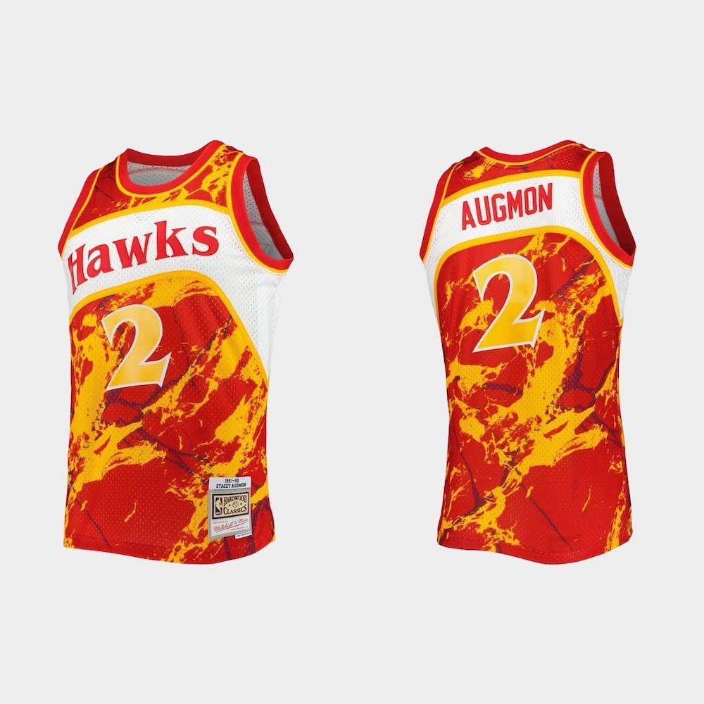 1991-92-Atlanta-Hawks-2-Stacey-Augmon-Red-Marble-HWC-Limited-Jersey