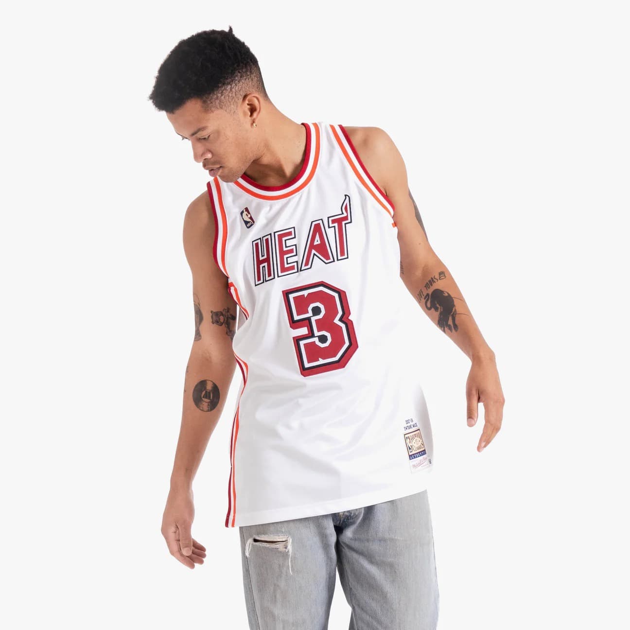 Баскетбольная джерси 2007-08 Miami Heat Dwyane Wade #3 Authentic Hardwood Classic White Jersey