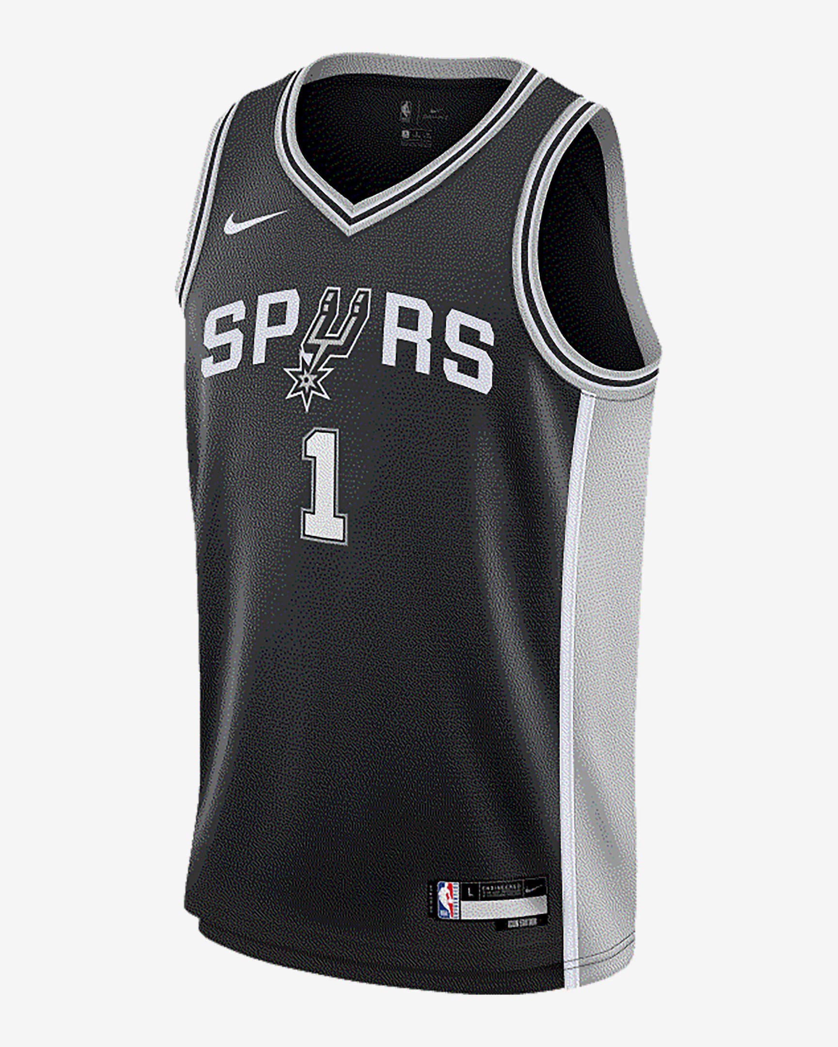 Баскетбольная джерси 2023-24 San Antonio Spurs Victor Wembanyama #1 Youth Swingman Icon Edition Black Jersey