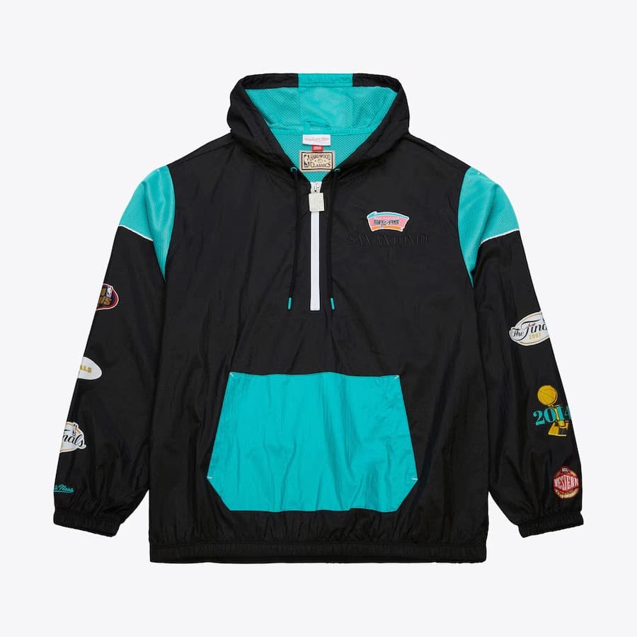 Анорак Mitchell & Ness Black San Antonio Spurs Team OG 3.0 Anorak Quarter-Zip Jacket