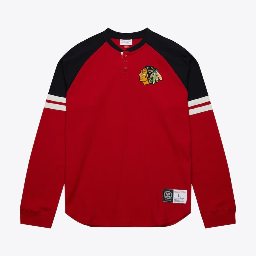 Лонгслив Mitchell & Ness Red Chicago Blackhawks Thermal Henley Top