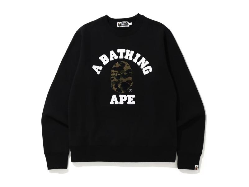 Толстовка BAPE 1st Camo College Embroidered Crewneck Black