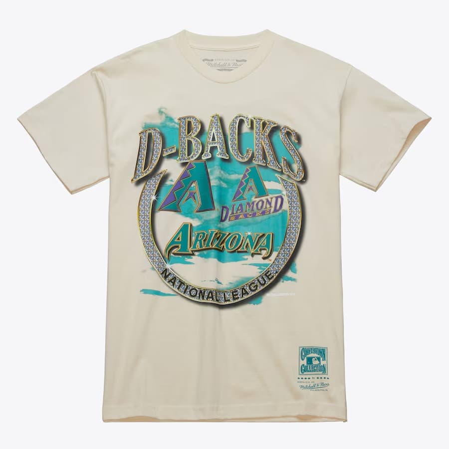 Футболка Mitchell & Ness Natural Arizona Diamondbacks Cooperstown Collection Crown Jewels T-Shirt