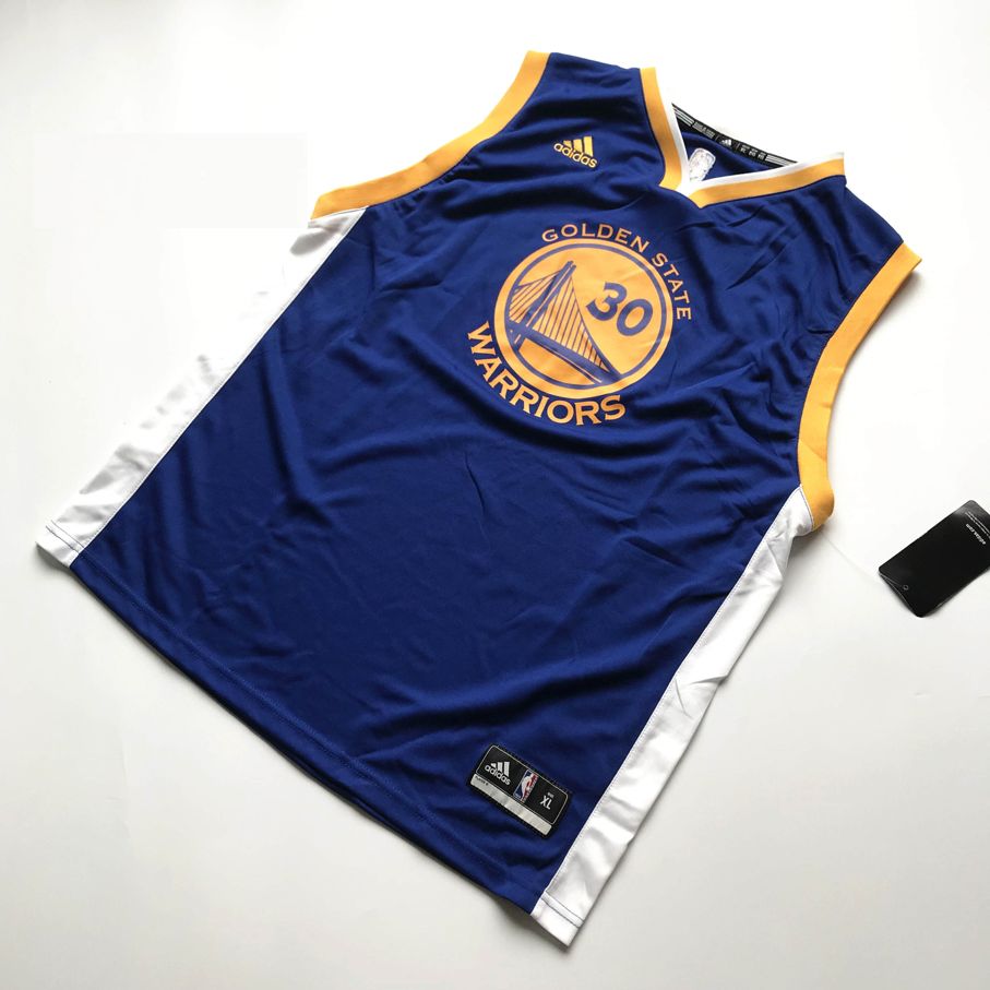 Баскетбольная майка adidas Stephen Curry Youth Warriors #30 Revolution 30 Swingman Road Blue