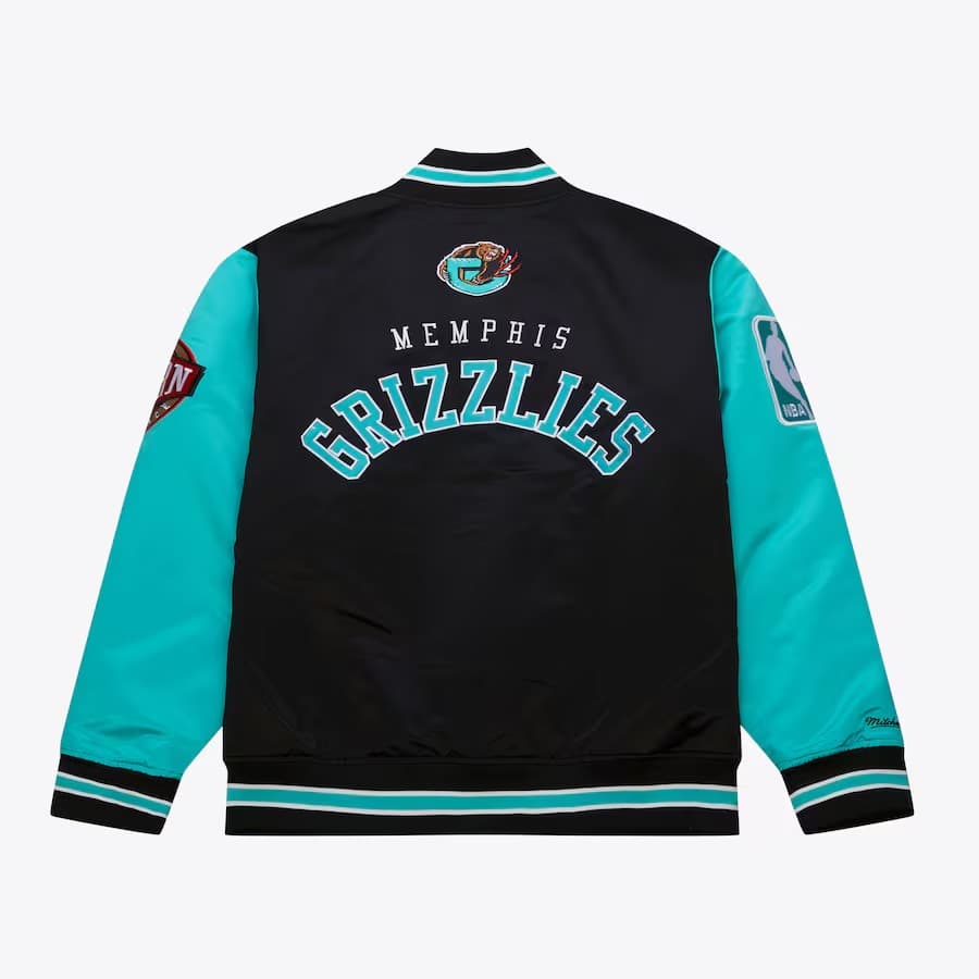 Бомбер Mitchell & Ness Black Memphis Grizzlies Primetime Vintage Satin Full-Snap Jacket