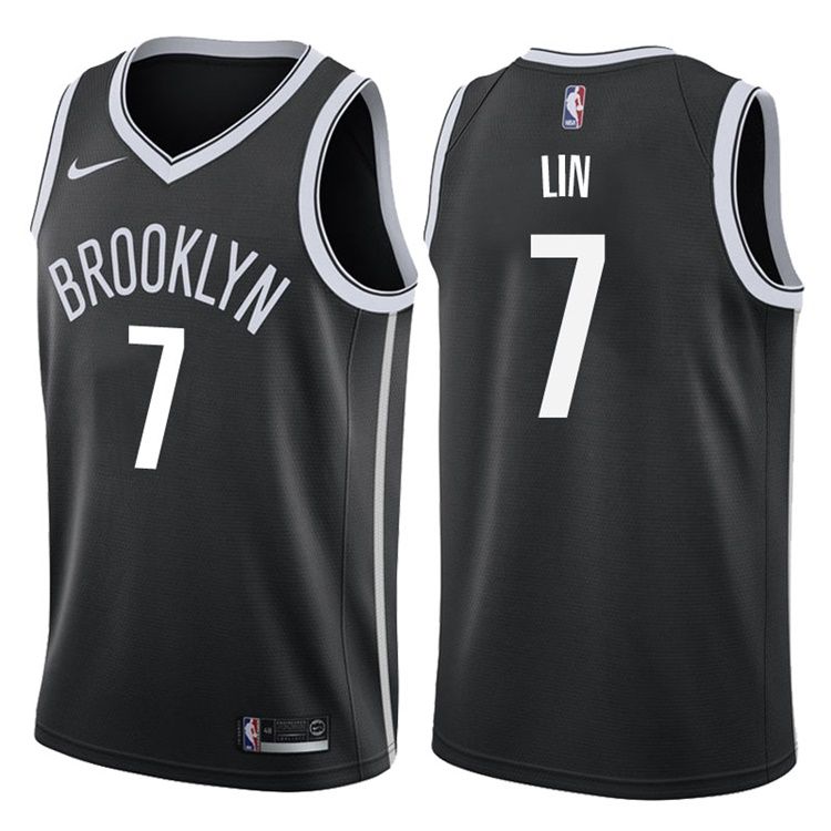 Баскетбольная джерси 2017-18 Jeremy Lin Brooklyn Nets #7 Icon Black