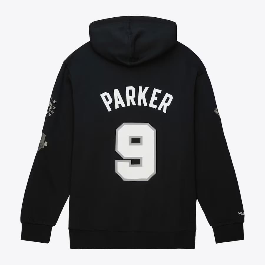 Худи Mitchell & Ness Tony Parker Black San Antonio Spurs 2023 Naismith Basketball Hall Of Fame Name & Number Pullover Hoodie