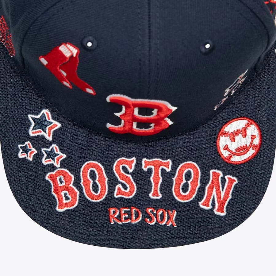 Бейсболка Mitchell & Ness Navy Boston Red Sox All Out Snapback Hat