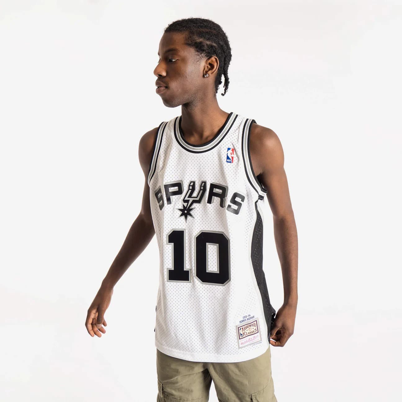 Баскетбольная джерси 1993-94 San Antonio Spurs Dennis Rodman #10 Swingman Hardwood Classics White Jersey