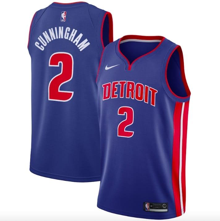 Баскетбольная джерси 2021 NBA Draft First Round Pick Detroit Pistons #2 Cade Cunningham Nike Icon Blue Jersey