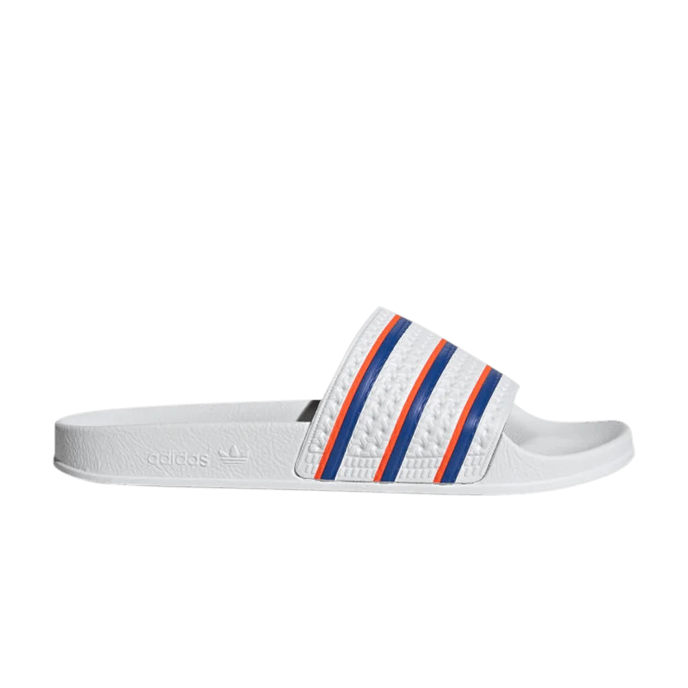 Adidas-Adilette-Slides-White-Blue-Solar-Red