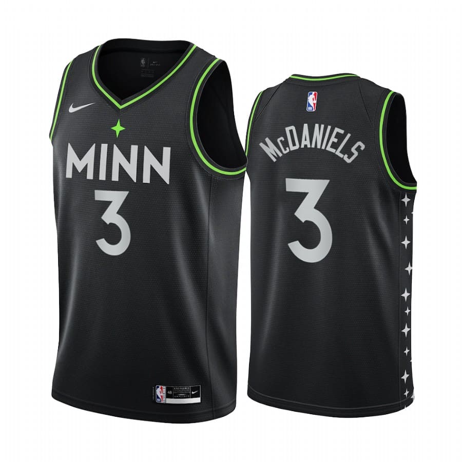 Баскетбольная джерси 2020-21 Minnesota Timberwolves #3 Jaden McDaniels City Edition Black Swingman Jersey