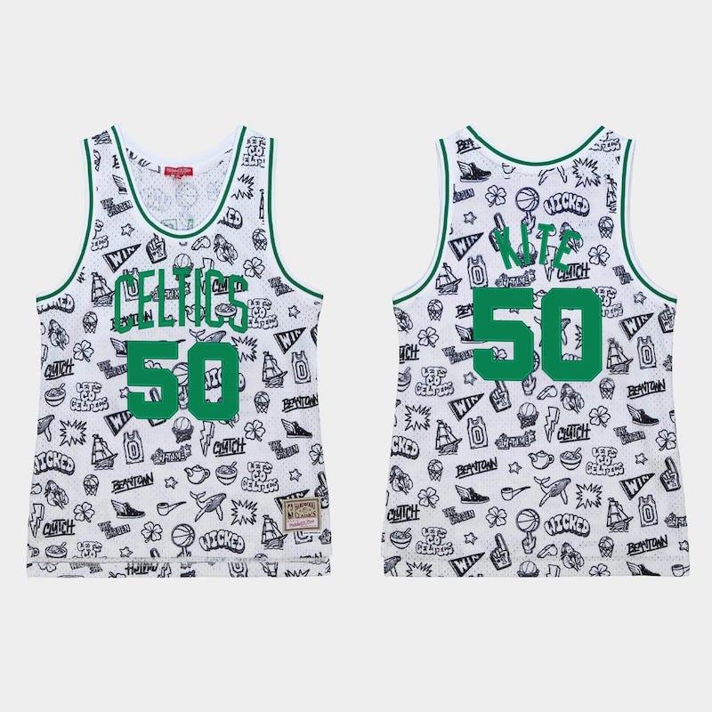 Баскетбольная джерси 1985-86 Boston Celtics #50 Greg Kite White Doodle Jersey