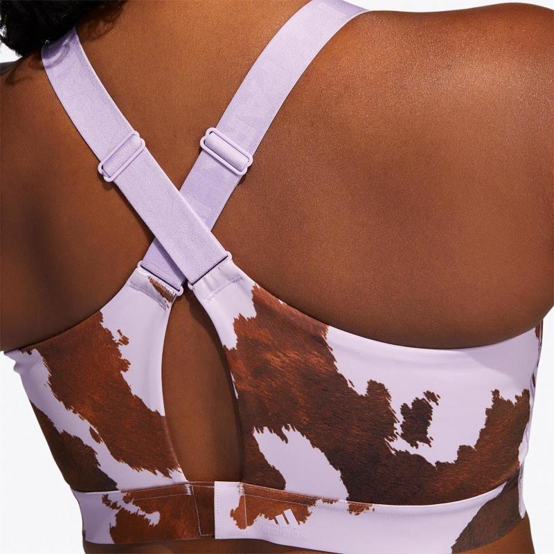 Спортивный топ adidas Ivy Park Medium-Support Cow-Print Cutout Bra AOP Cow Hide/Purple Glow