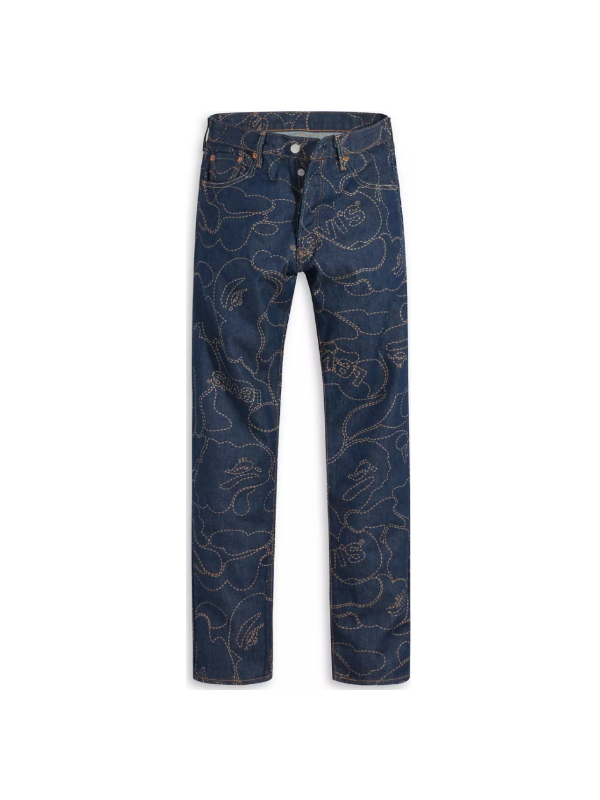 Спортивные штаны BAPE x Levi’s Camo 501 93 Model Indigo
