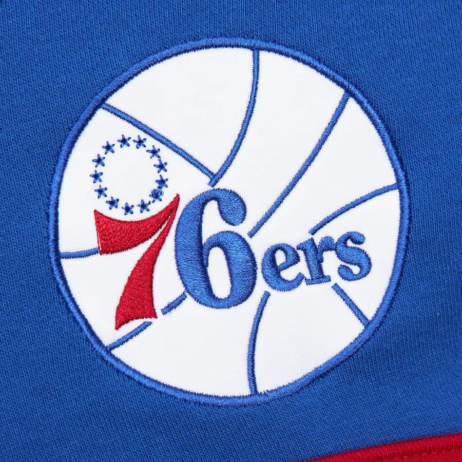 Худи Mitchell & Ness Royal Philadelphia 76ers Vintage Logo Head Coach Fleece Pullover Hoodie