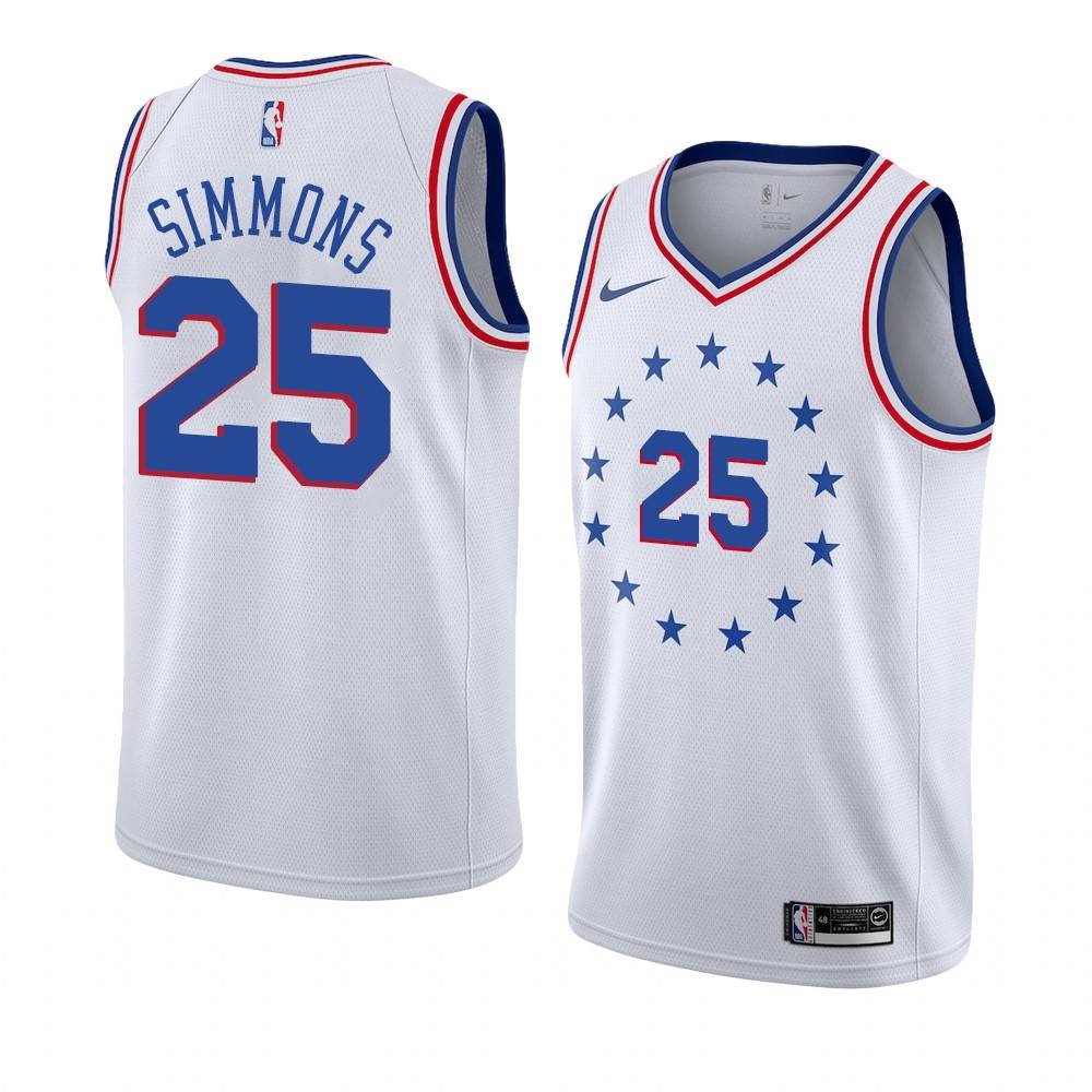 Баскетбольная джерси 2018-19 Ben Simmons 76ers #25 Earned White