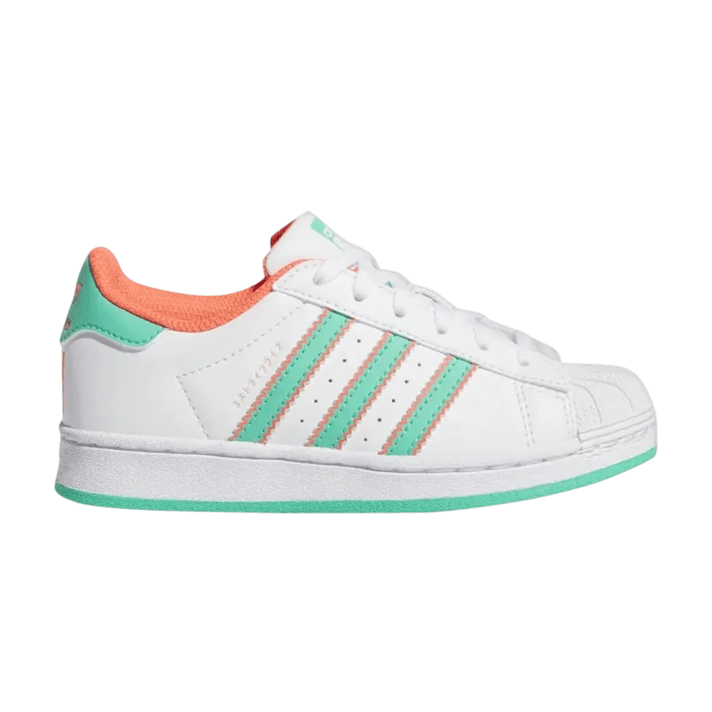 Кроссовки Adidas Superstar Little Kid 'White Hi-Res Green'