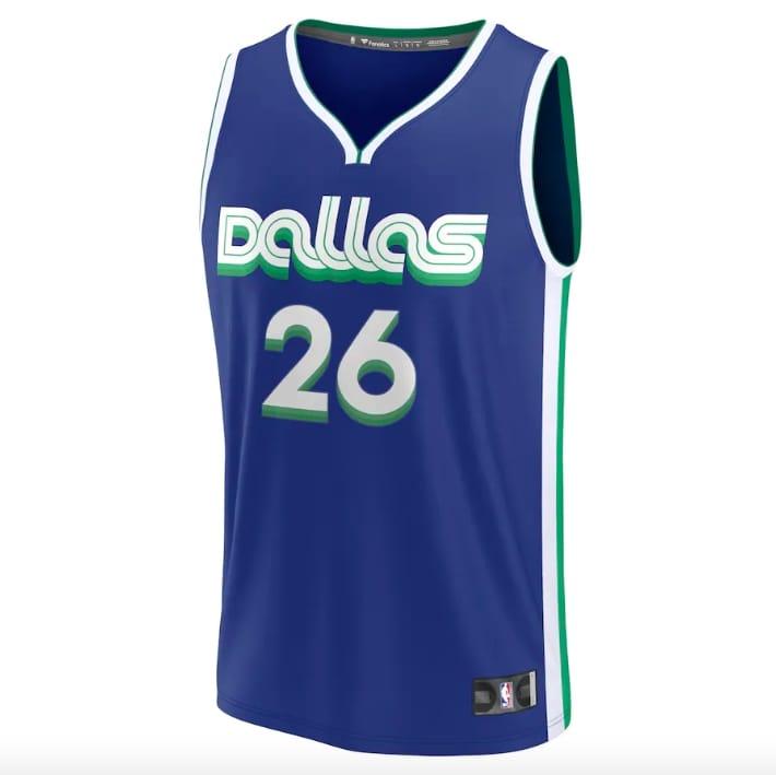 Баскетбольная джерси 2022-23 Dallas Mavericks #26 Spencer Dinwiddie Fastbreak City Blue Jersey