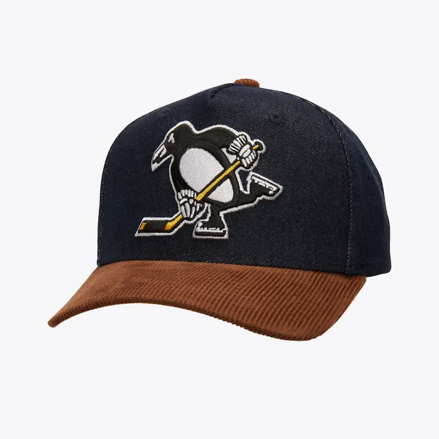 Бейсболка Mitchell & Ness Denim Brown Pittsburgh Penguins Corduroy D-Stressed Pro Snapback Hat