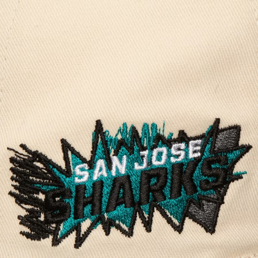 Бейсболка Mitchell & Ness Cream San Jose Sharks Overspray Pro Crown Snapback Hat