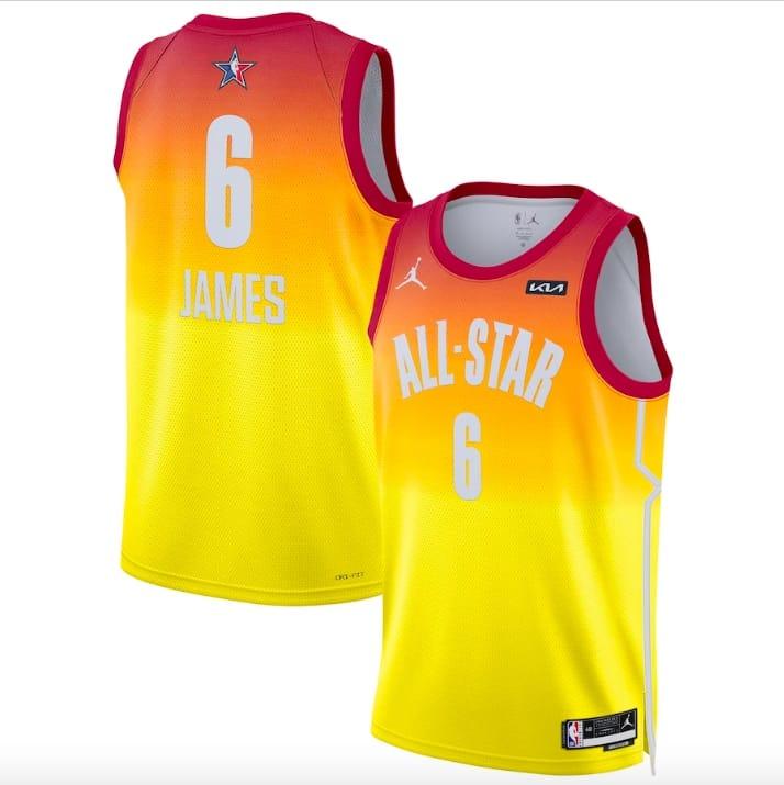 Баскетбольная джерси 2023 NBA All-Star Game #6 LeBron James Swingman Orange Jersey