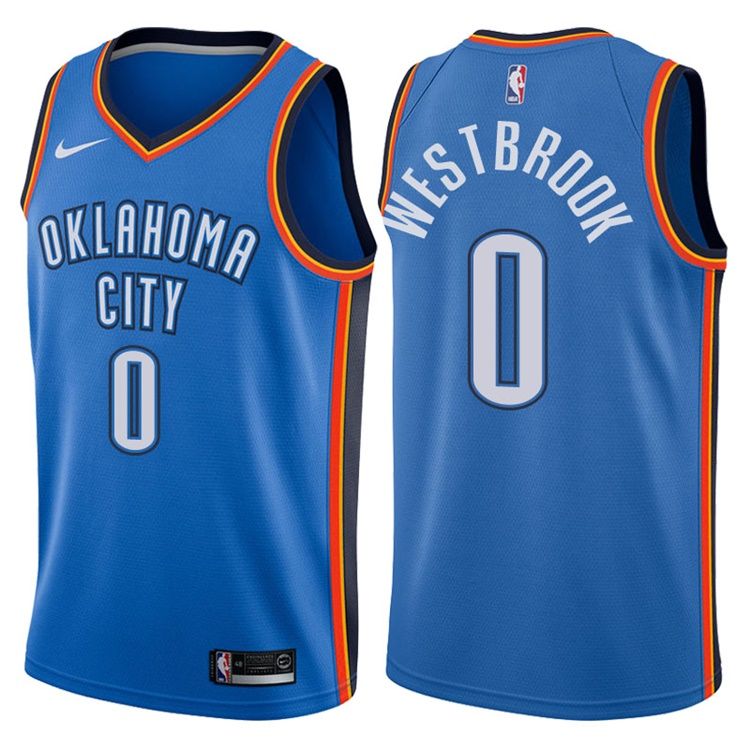 Баскетбольная джерси 2017-18 Russell Westbrook Oklahoma City Thunder #0 Icon Blue