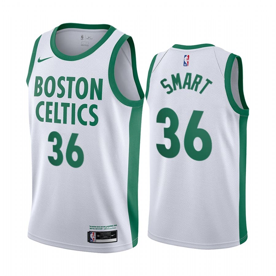 Баскетбольная джерси 2020-21 Boston Celtics #36 Marcus Smart City Edition White Swingman Jersey