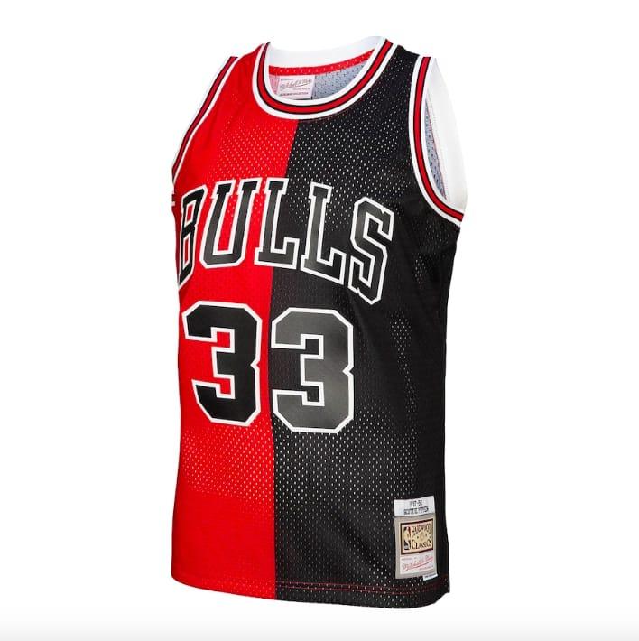 Баскетбольная джерси 1997-98 Chicago Bulls #33 Scottie Pippen Mitchell & Ness Split Red/Black Jersey