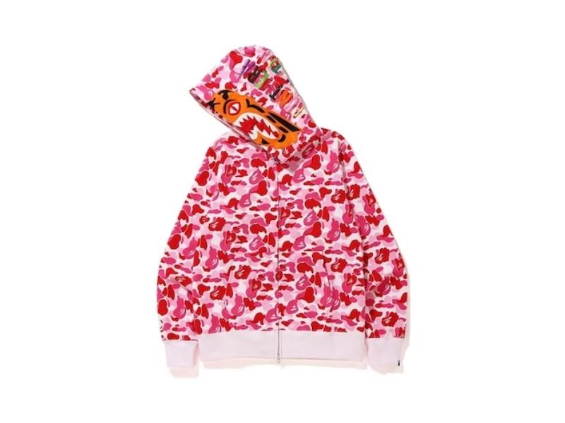 Худи BAPE ABC Camo Tiger Full Zip Hoodie Pink