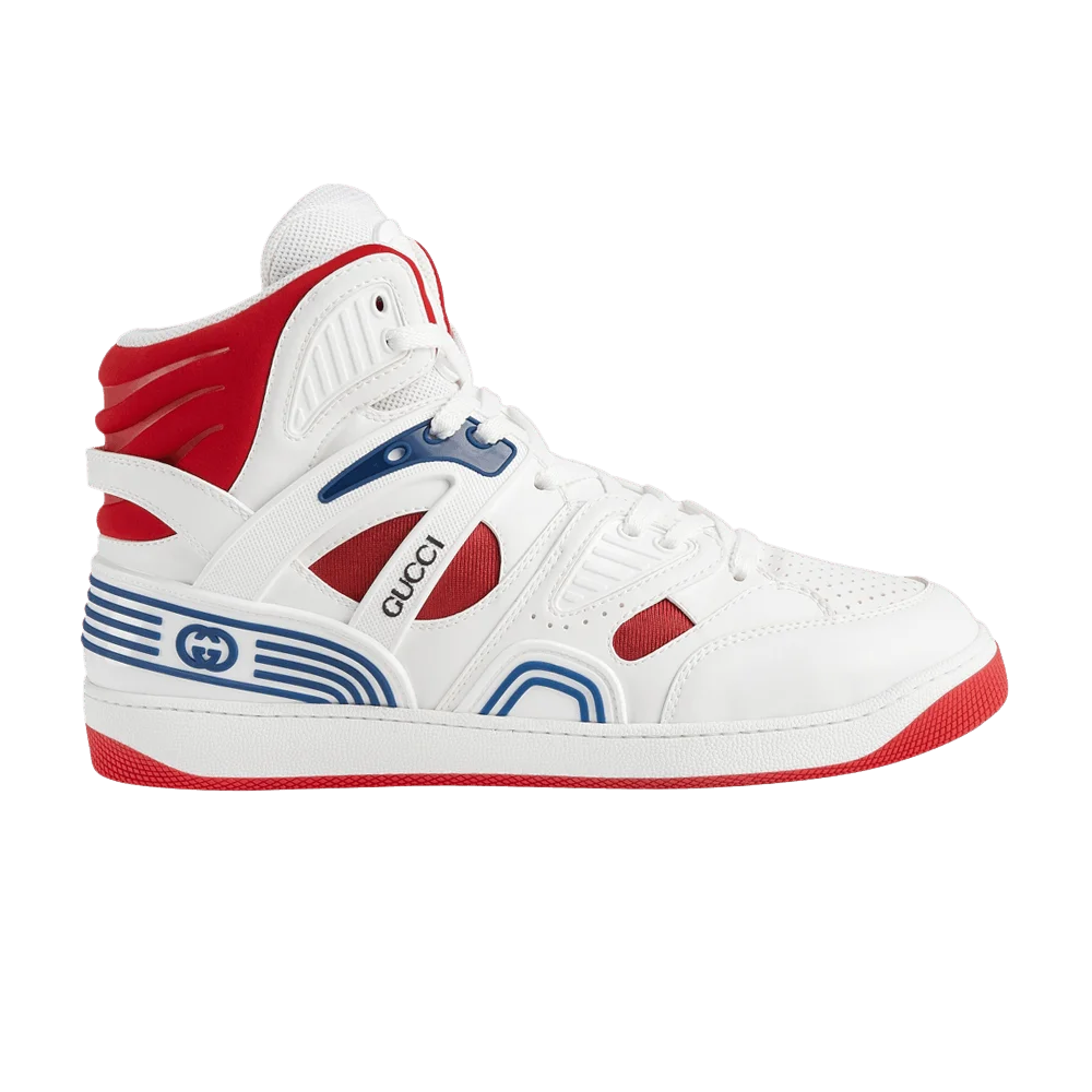Krossovki-Gucci-Basket-High-White-Red