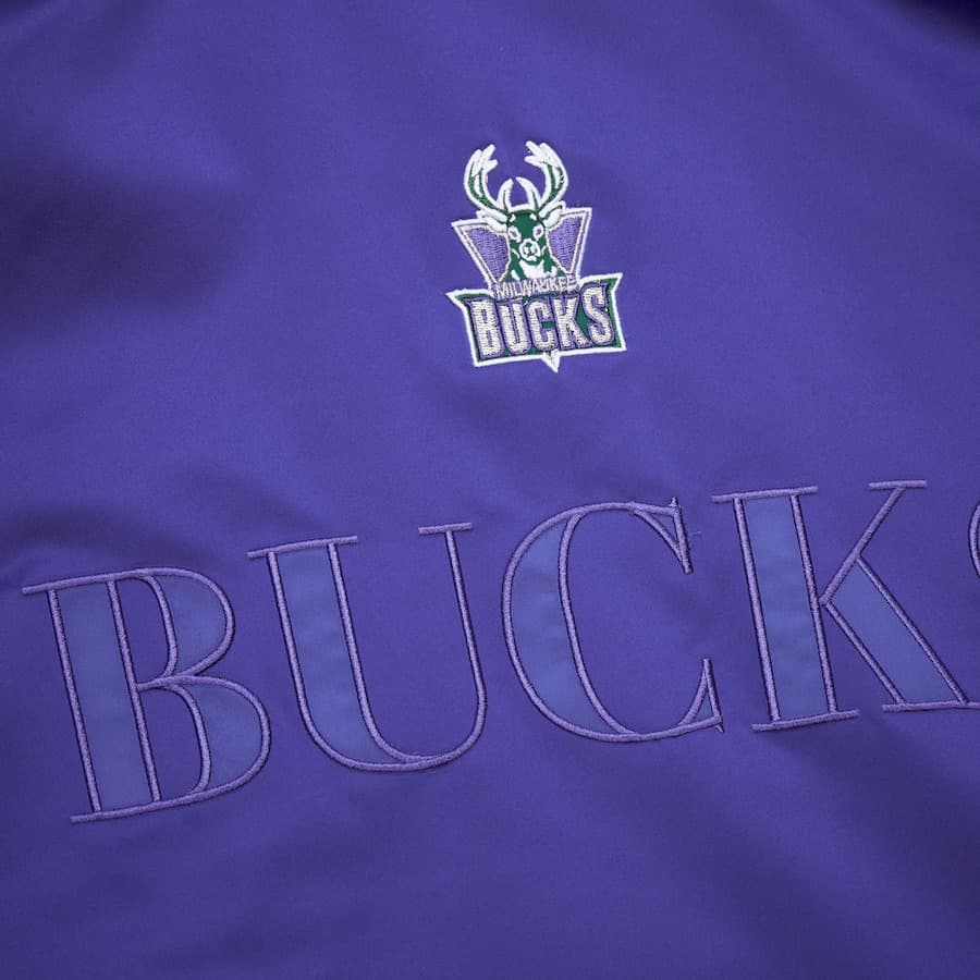 Бомбер Mitchell & Ness Purple Milwaukee Bucks Team OG 3.0 Satin Full Snap Jacket