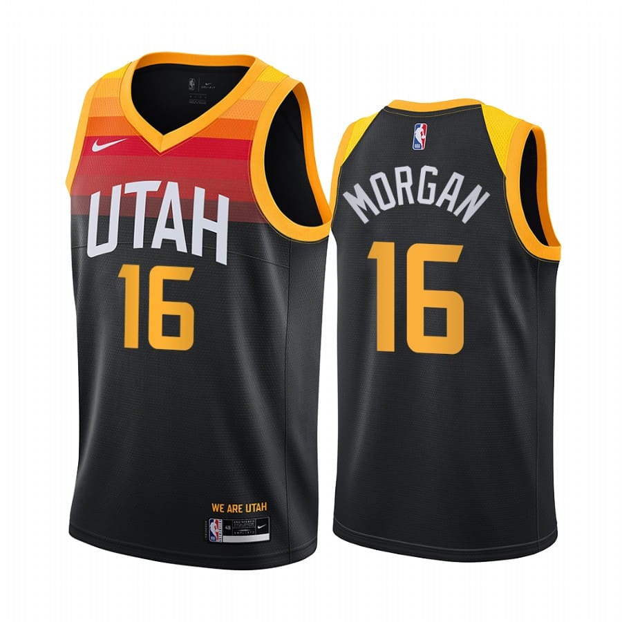 Баскетбольная джерси 2020-21 Utah Jazz #16 Juwan Morgan City Edition Black Swingman Jersey