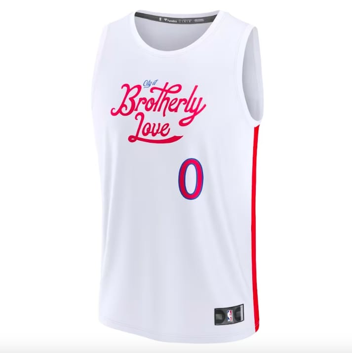 Баскетбольная джерси 2022-23 Philadelphia 76ers #0 Tyrese Maxey Fast Break City White Jersey
