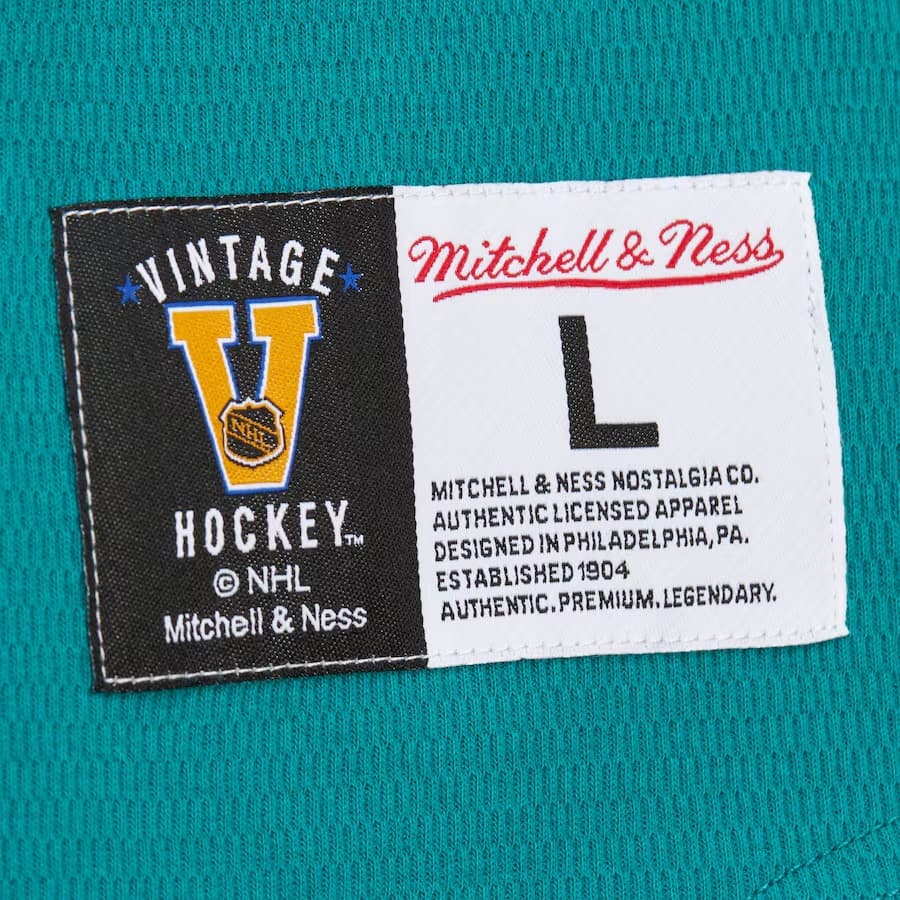 Лонгслив Mitchell & Ness Teal Anaheim Ducks Vintage Logo Thermal Henley Top