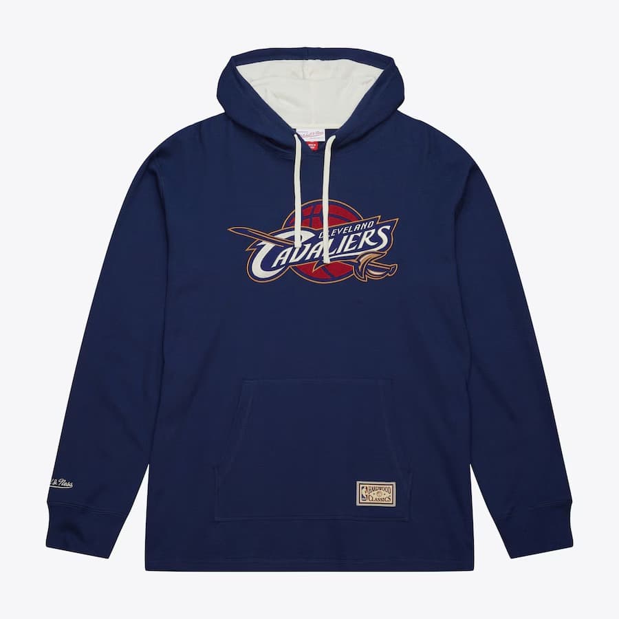 Худи Mitchell & Ness Blue Cleveland Cavaliers Vintage Logo Thermal Lightweight Pullover Hoodie