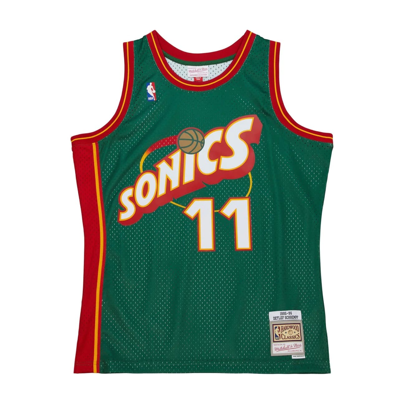 Баскетбольная джерси 1995-96 Seattle Supersonics Detlef Schrempf #11 Swingman Hardwood Classics Green Jersey
