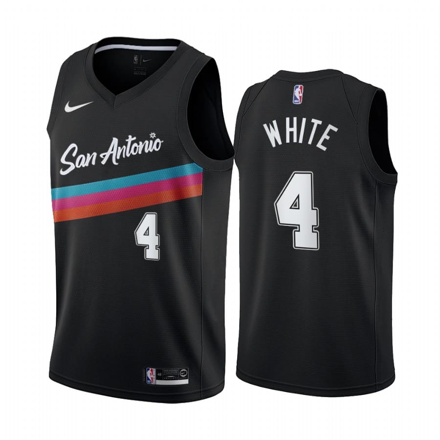 Баскетбольная джерси 2020-21 San Antonio Spurs #4 Derrick White City Edition Black Swingman Jersey