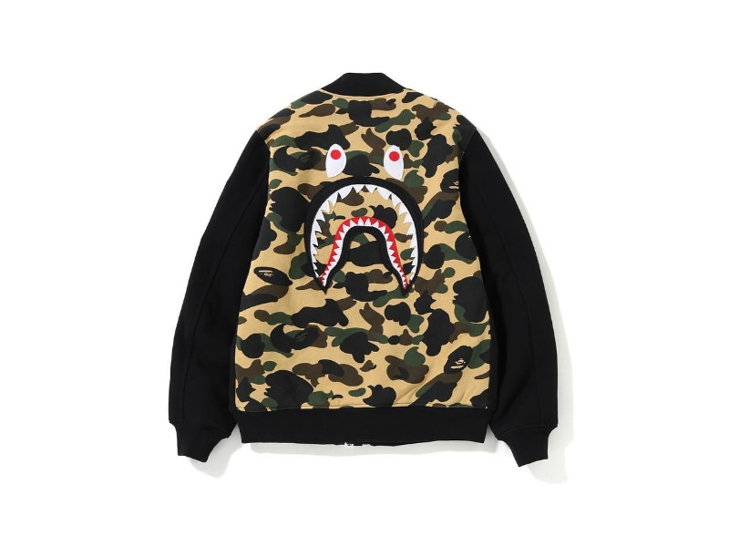 Куртка BAPE 1st Camo Shark Sweat MA-1 Black/Yellow