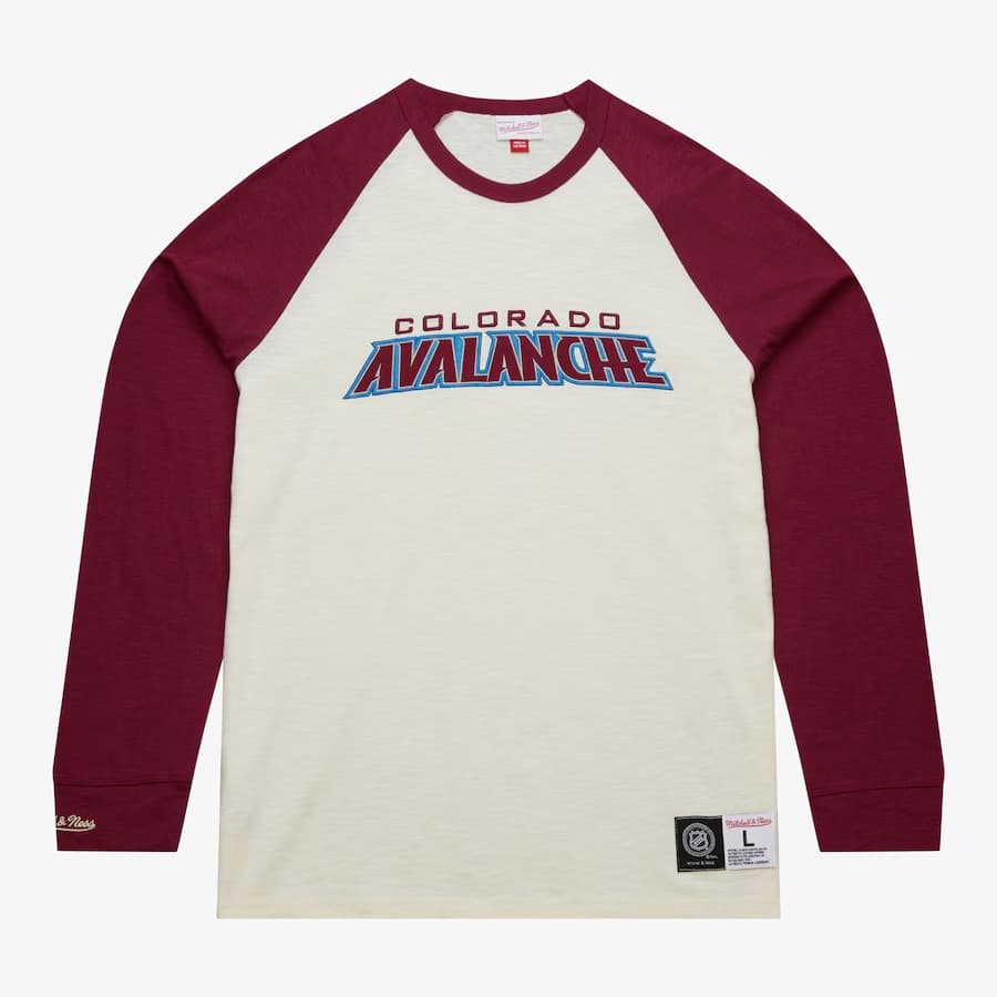 Лонгслив Mitchell & Ness Cream Colorado Avalanche Legendary Slub Raglan Long Sleeve T-Shirt