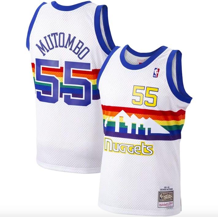 Баскетбольная джерси 1991-92 Denver Nuggets #55 Dikembe Mutombo Mitchell & Ness White Jersey