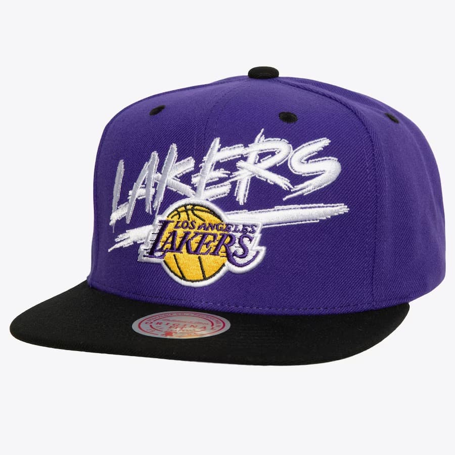 Бейсболка Mitchell & Ness Purple Los Angeles Lakers Transcript Snapback Hat