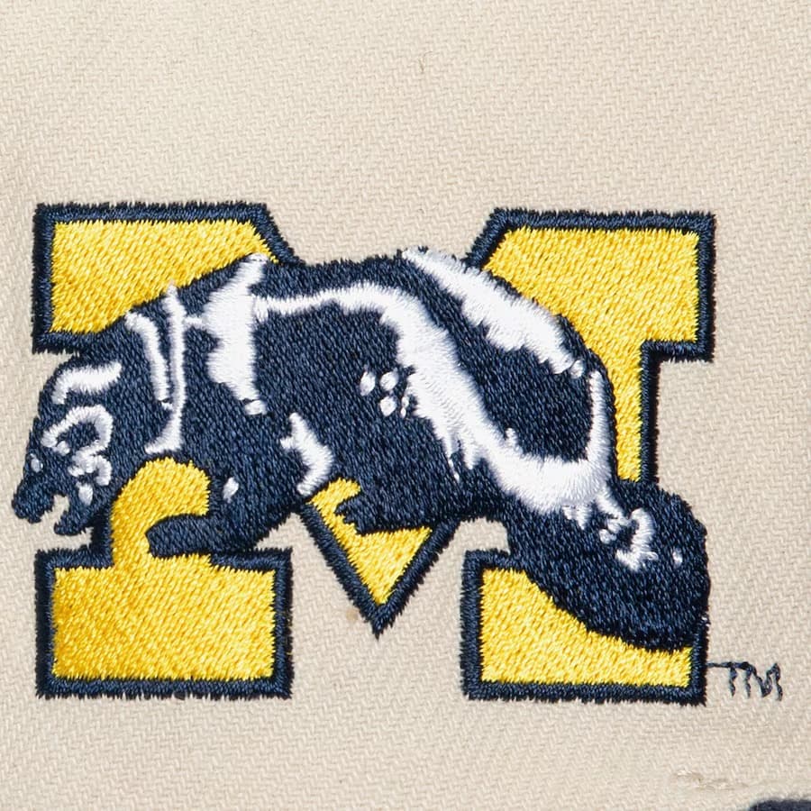 Бейсболка Mitchell & Ness Cream Navy Michigan Wolverines Just Don Team Vault Snapback Hat