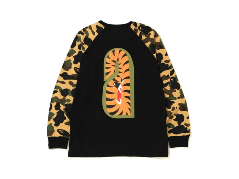 Футболка BAPE 1st Camo Shark LS Tee Black/Yellow