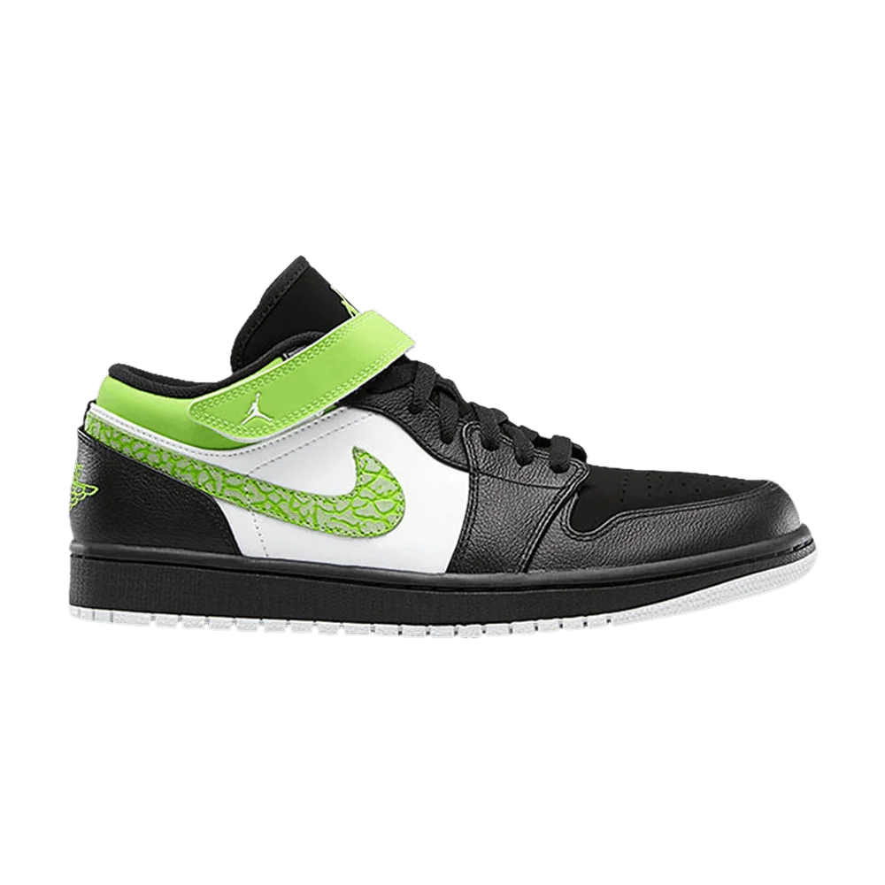 Krossovki-Air-Jordan-1-Strap-Low-Black-Electric-Green
