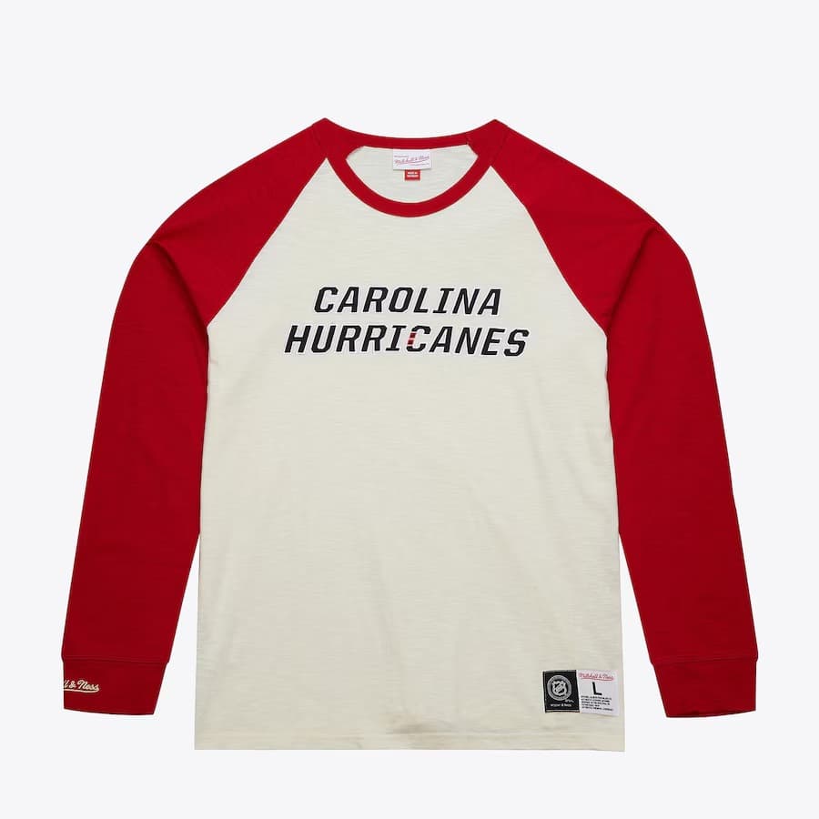 Лонгслив Mitchell & Ness Cream Carolina Hurricanes Legendary Slub Raglan Long Sleeve T-Shirt