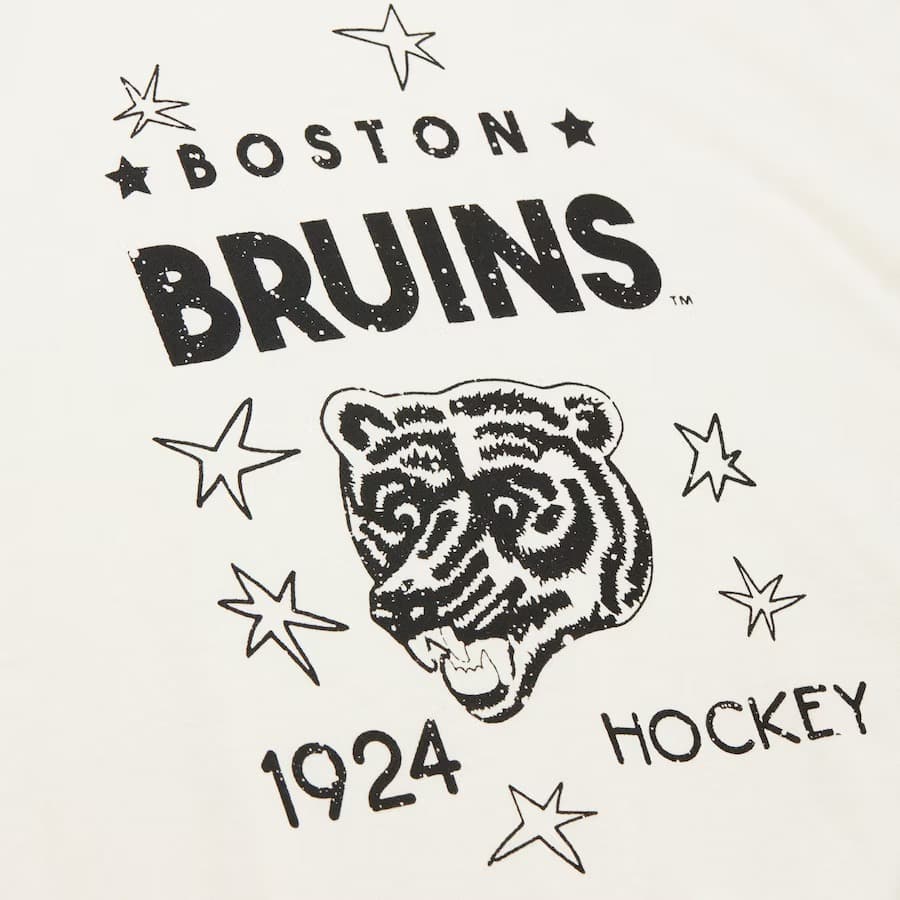 Лонгслив Mitchell & Ness Women's Cream Boston Bruins Logo Lightweight 3.0 Fleece Pullover Sweatshirt