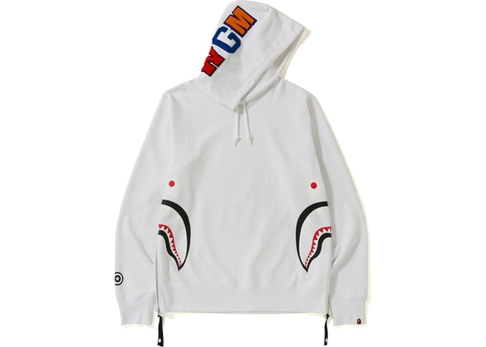Худи BAPE Side Zip Shark Wide Pullover Hoodie White