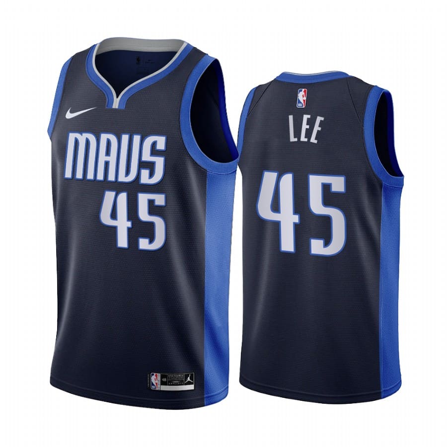Баскетбольная джерси 2020-21 Dallas Mavericks #45 Courtney Lee Earned Edition Navy Swingman Jersey