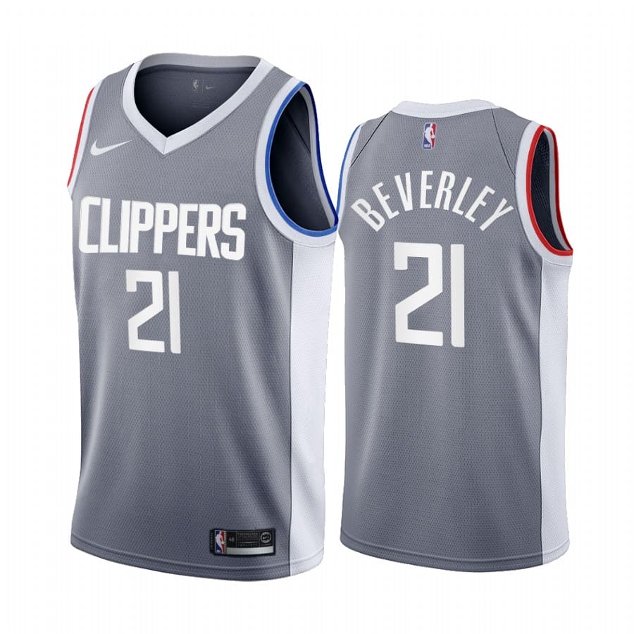 Баскетбольная джерси 2020-21 LA Clippers #21 Patrick Beverley Earned Edition Gray Swingman Jersey